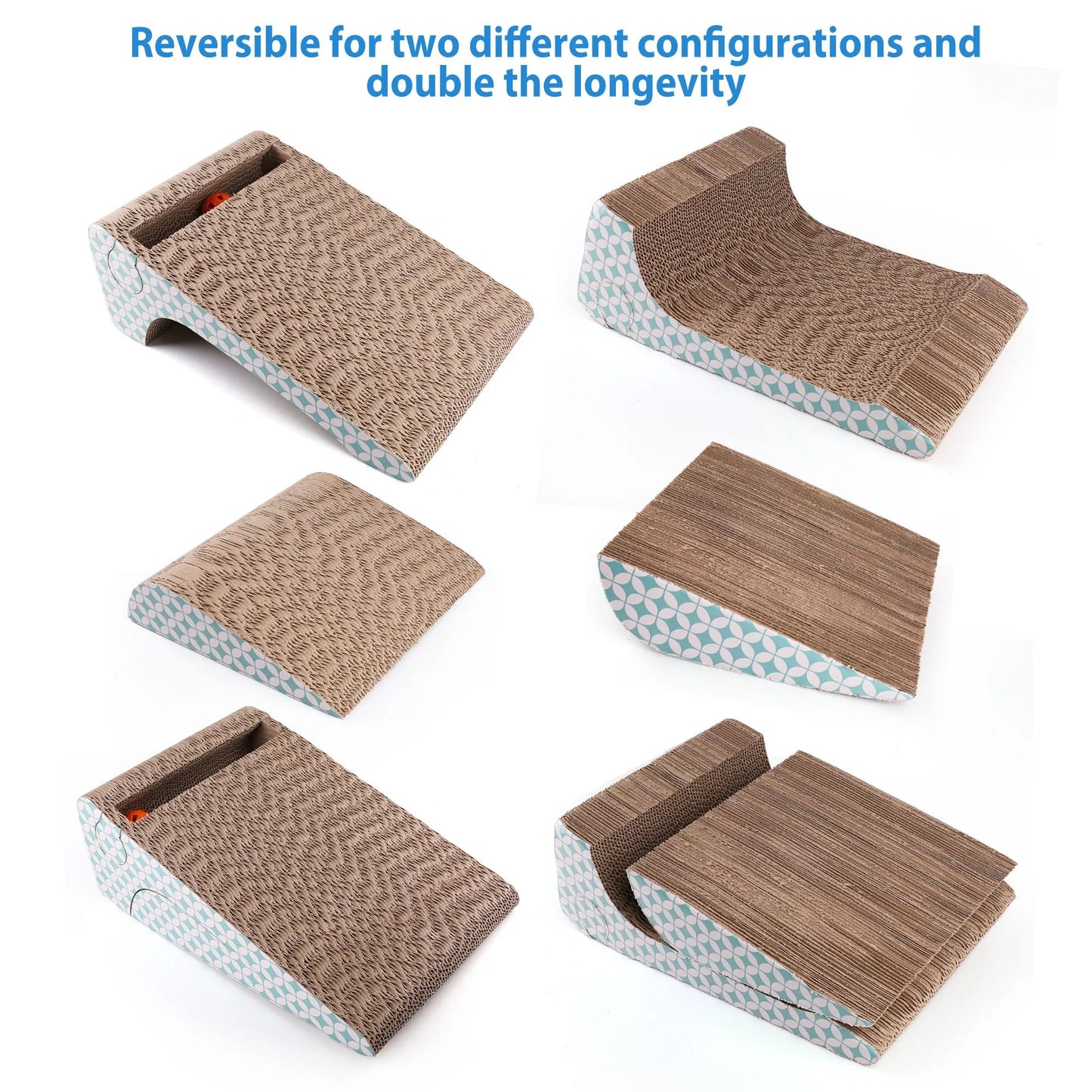 Primepets Cat Scratcher Cardboard, 2 in 1, Removable Corrugate Cat Scratching Pad with Catnip&Ball