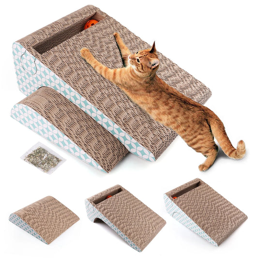 Primepets Cat Scratcher Cardboard, 2 in 1, Removable Corrugate Cat Scratching Pad with Catnip&Ball
