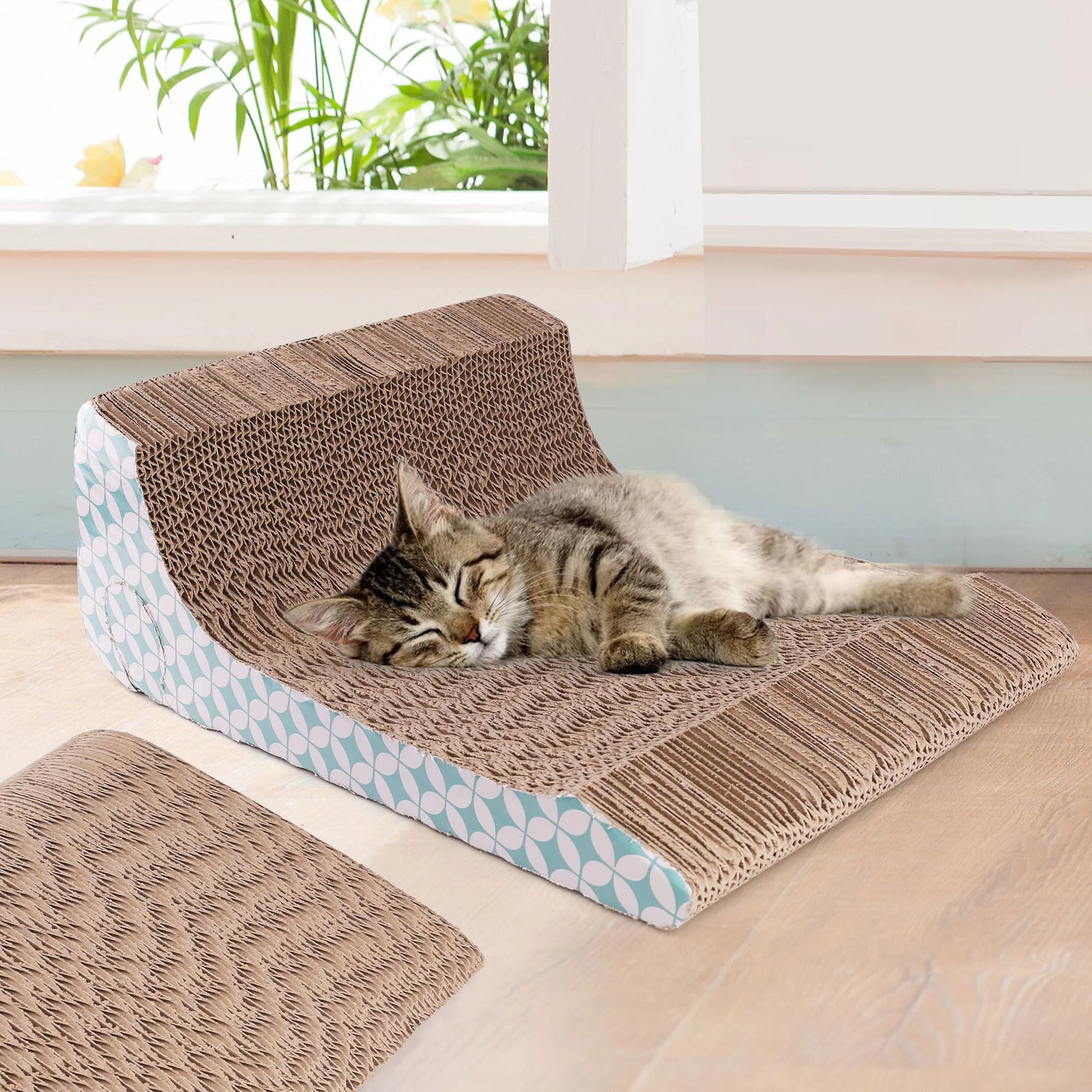 Primepets Cat Scratcher Cardboard, 2 in 1, Removable Corrugate Cat Scratching Pad with Catnip&Ball