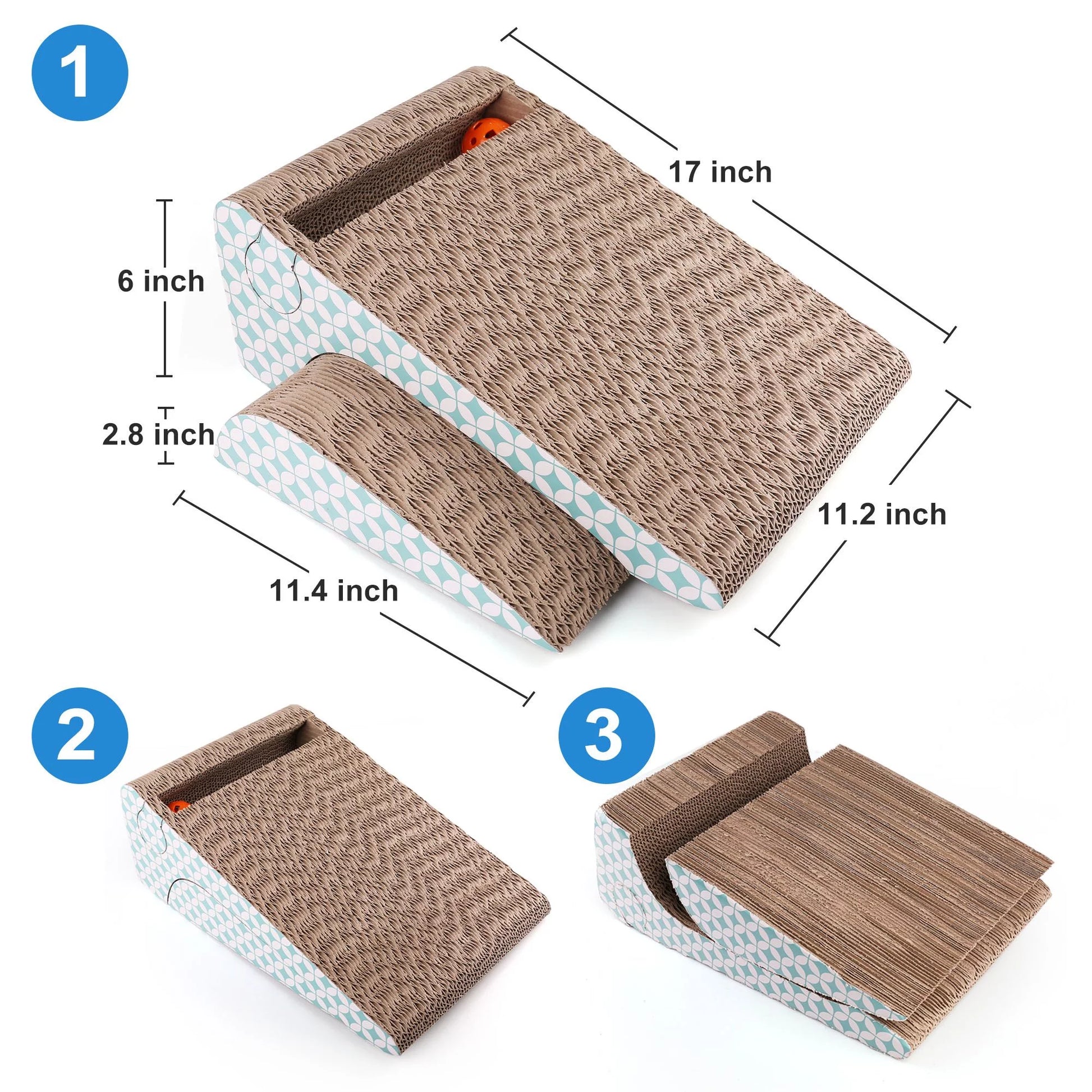 Primepets Cat Scratcher Cardboard, 2 in 1, Removable Corrugate Cat Scratching Pad with Catnip&Ball