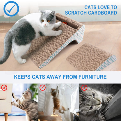 Primepets Cat Scratcher Cardboard, 2 in 1, Removable Corrugate Cat Scratching Pad with Catnip&Ball